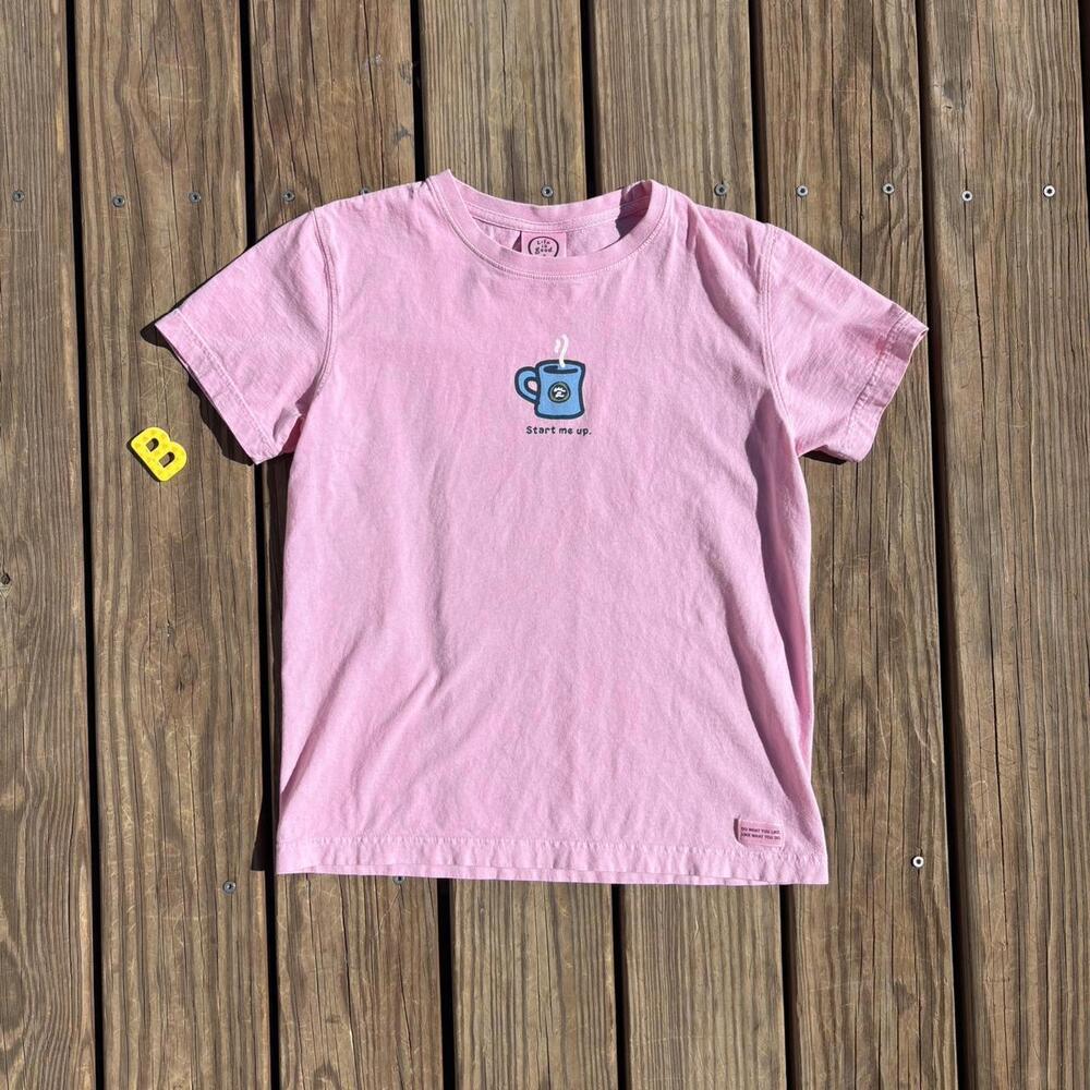 ✿ Life is Good “Start Me Up” Coffee Tee – Perfectly Faded Pink ✿